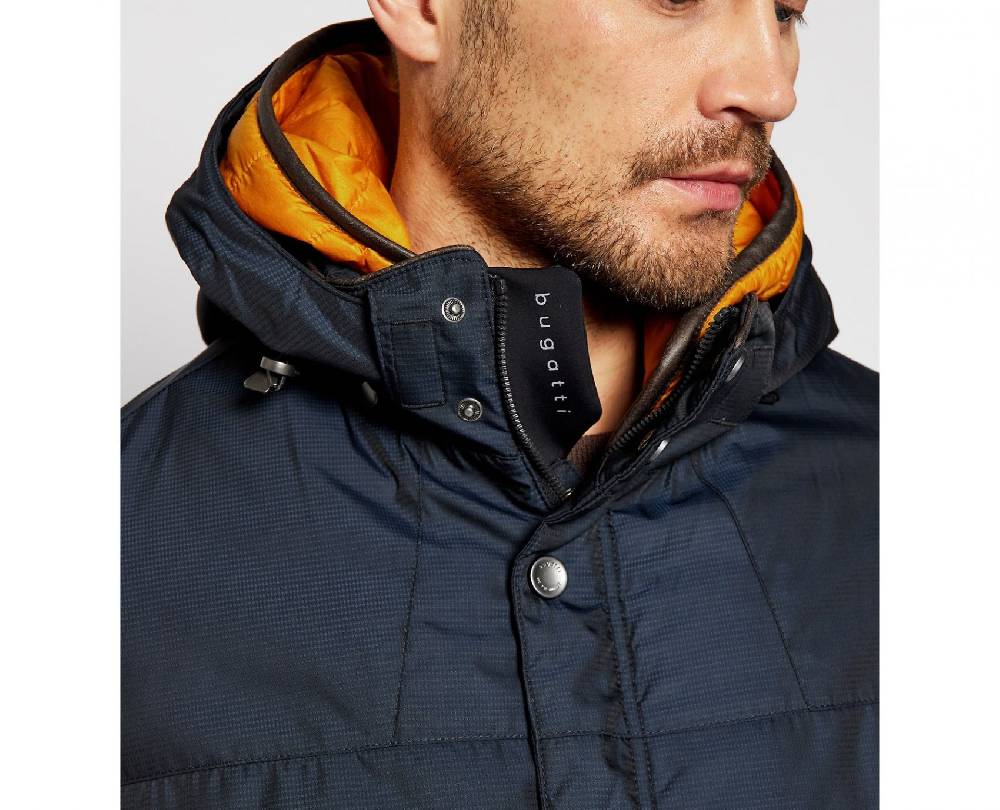 Bugatti Parka blu bugatti con cappuccio staccabile modern fit Comprare a buon mercato