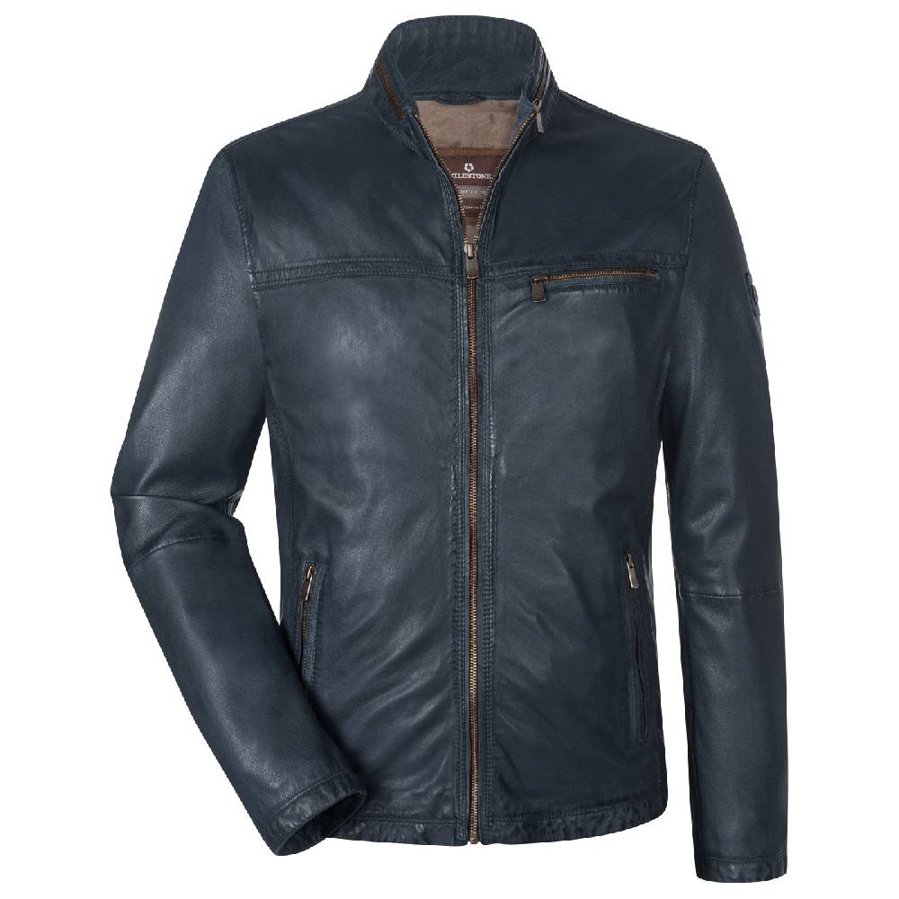 Milestone Giubbino in pelle blu a fondo dritto milestone Flash Sale