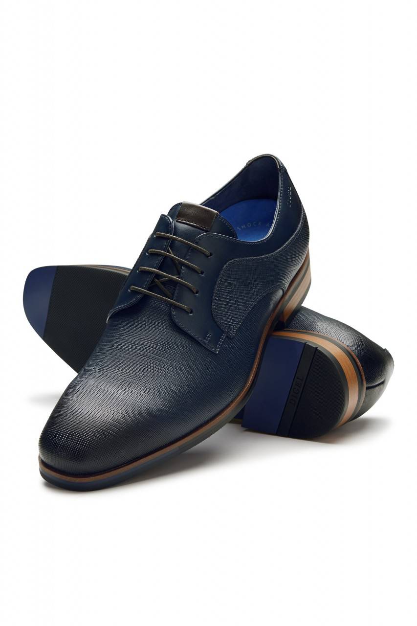 Digel Scarpa elegante derby stringata blu digel in pelle lavorata Smaltimento dello stoccaggio