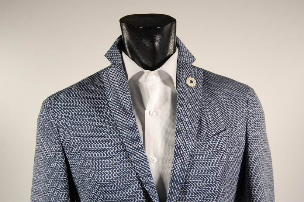 Fradi Giacca slim fit sfoderata fradi in cotone sfoderata micro disegno azzurro Bestseller