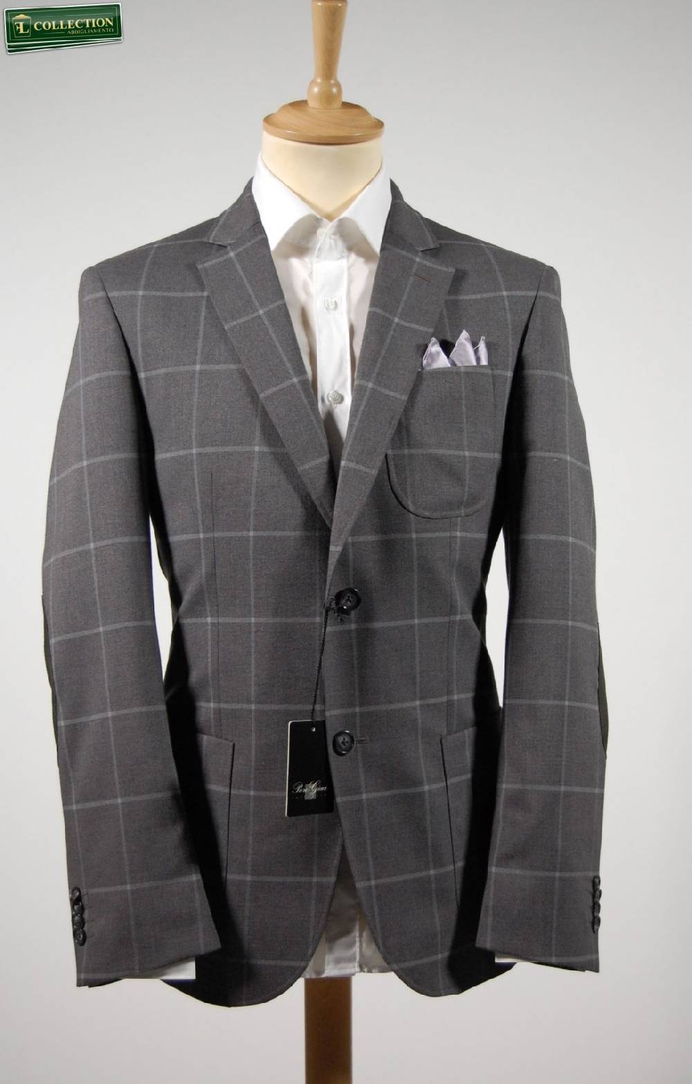 Piero Giachi Giacca blazer a quadri grigio con toppe piero giachi