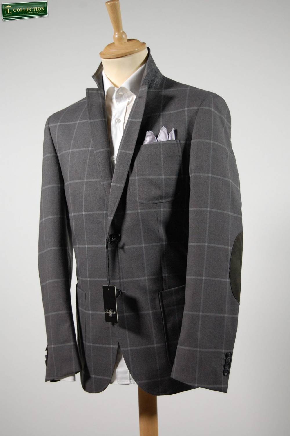 Piero Giachi Giacca blazer a quadri grigio con toppe piero giachi Offerte stagionali