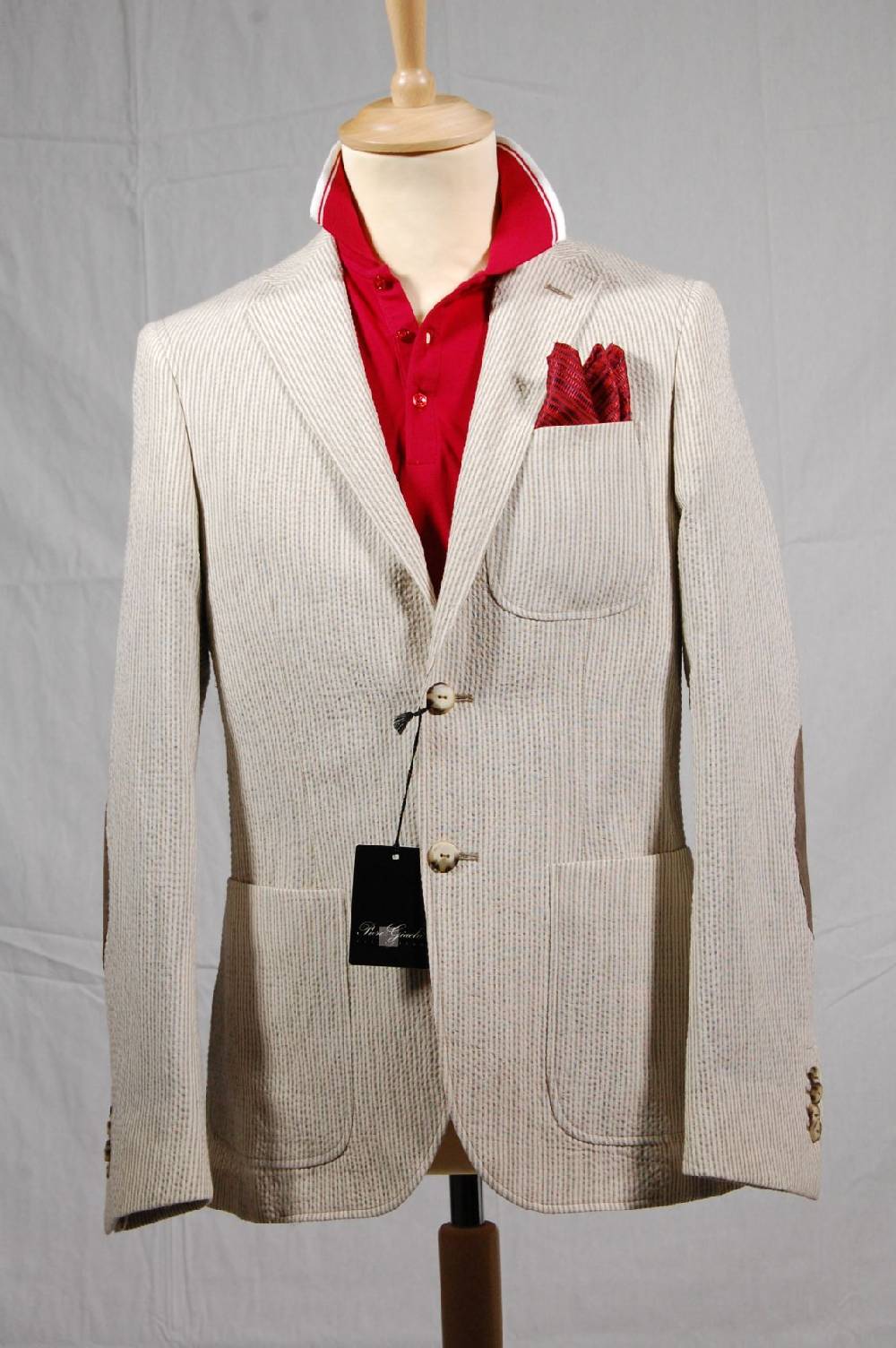 Piero Giachi Giacca in cotone Beige a righe Offerte giornaliere
