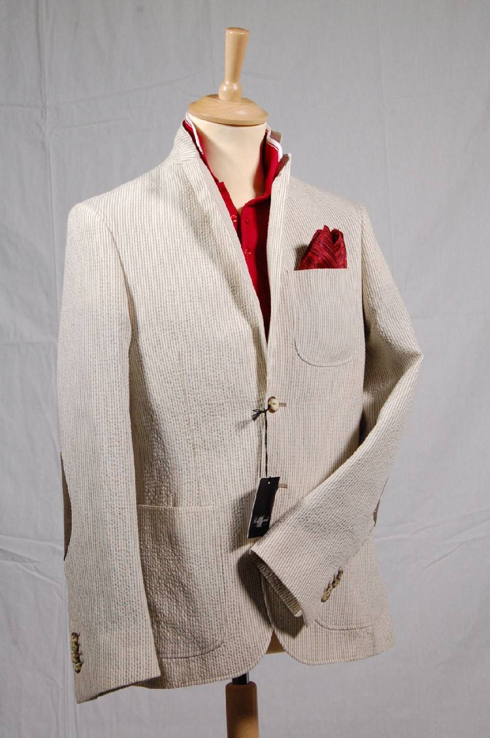 Piero Giachi Giacca in cotone Beige a righe Offerte giornaliere