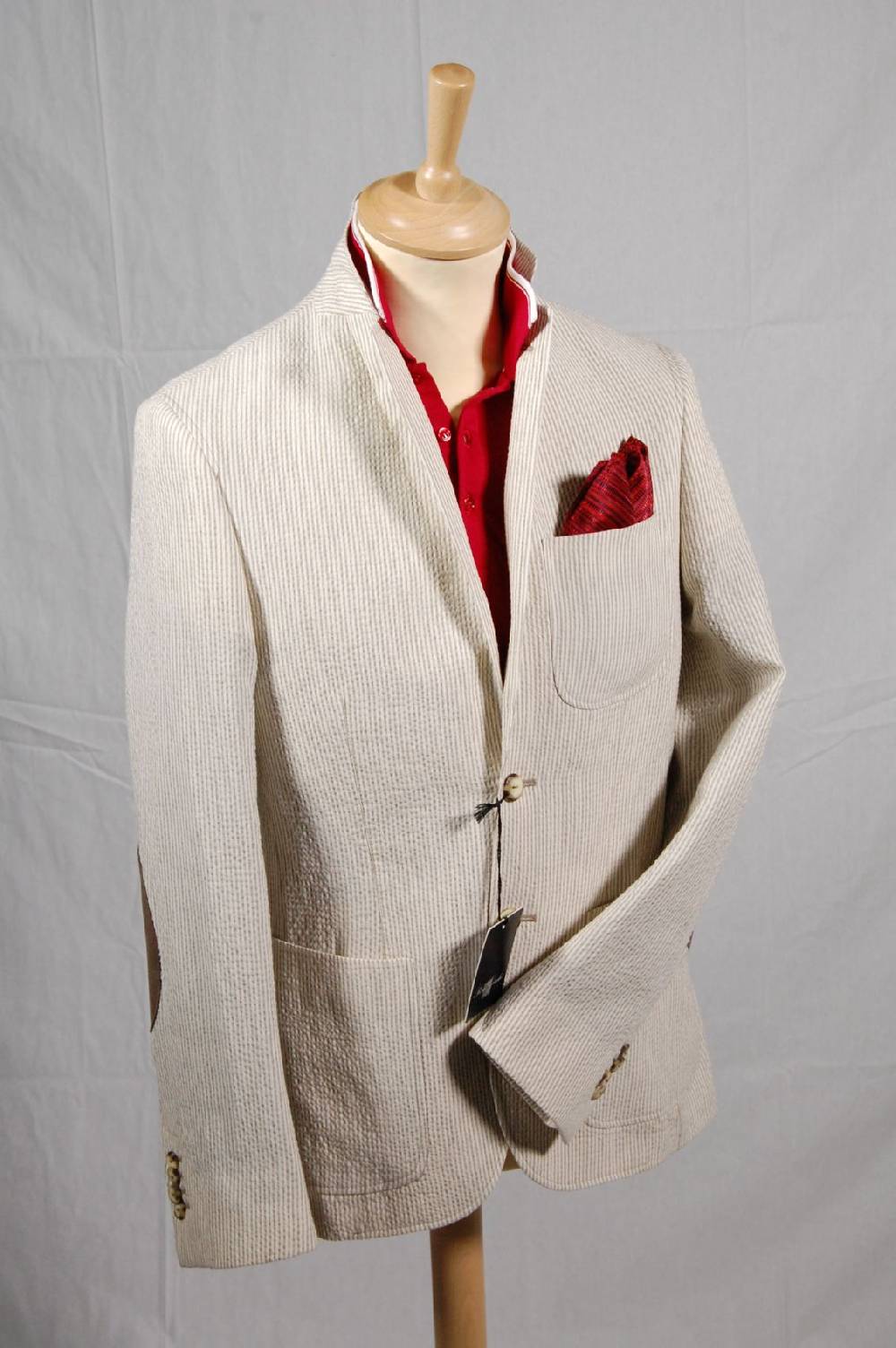 Piero Giachi Giacca in cotone Beige a righe Offerte giornaliere