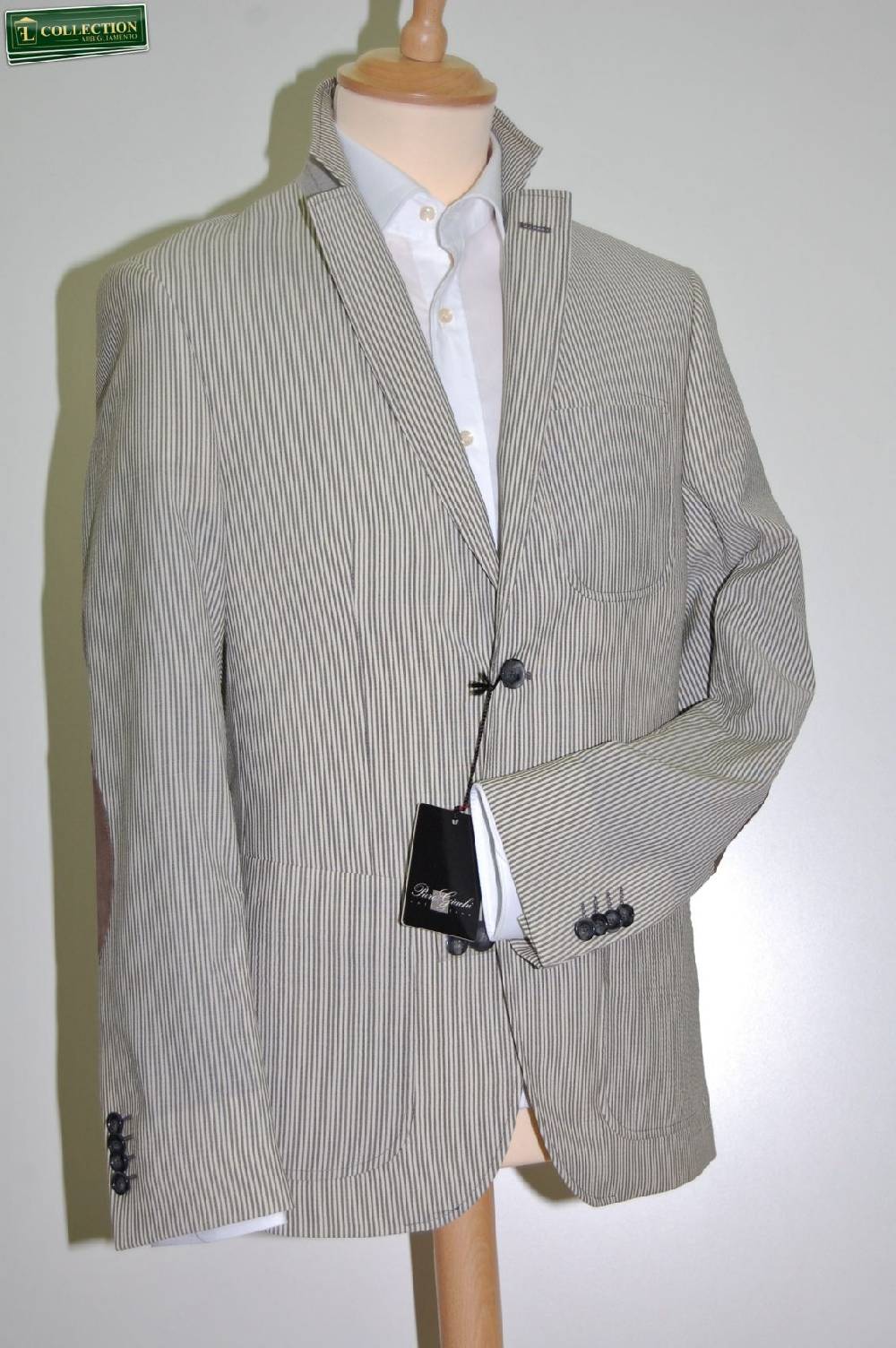 Piero Giachi Giacca a righe con toppe Piero Giachi Offerte speciali