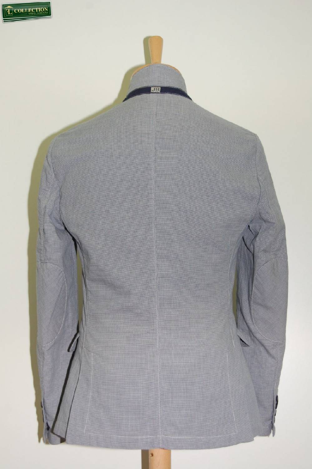 John Barritt Giacca moda cotone lavato micro quadro azzurro Enormi risparmi
