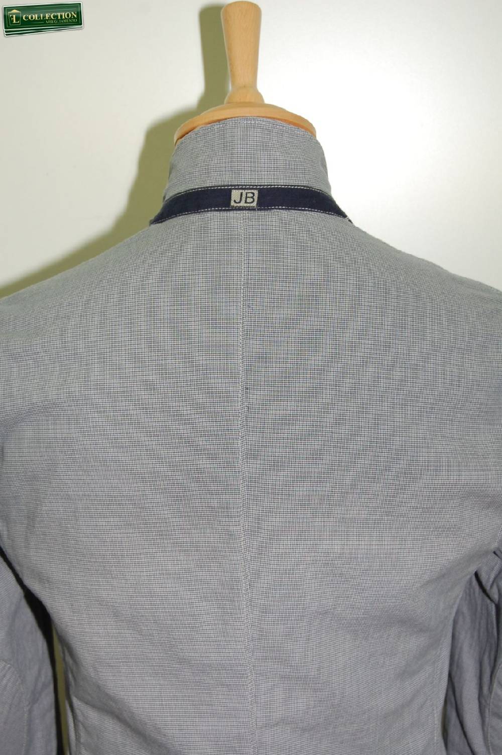 John Barritt Giacca moda cotone lavato micro quadro azzurro Enormi risparmi