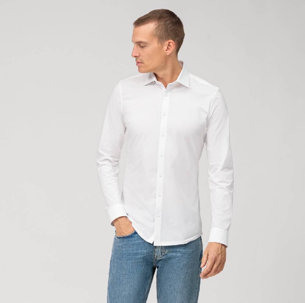 Olymp Camicia olymp bianca in jersey super slim fit Trasporto libero internazionale