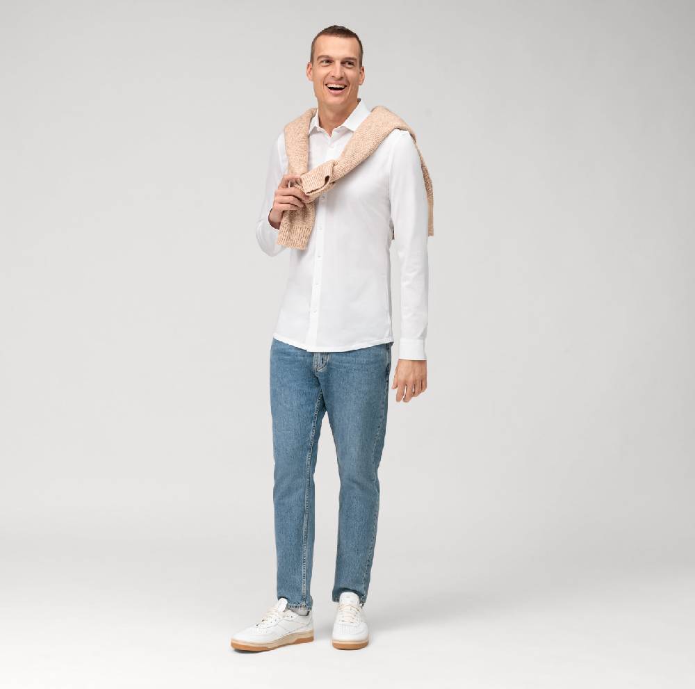 Olymp Camicia olymp bianca in jersey super slim fit Trasporto libero internazionale
