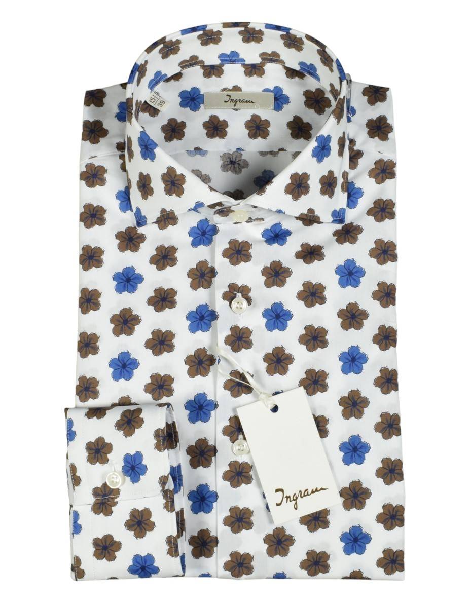 Ingram Camicia ingram fantasia floreale in puro cotone slim fit Esporta salva