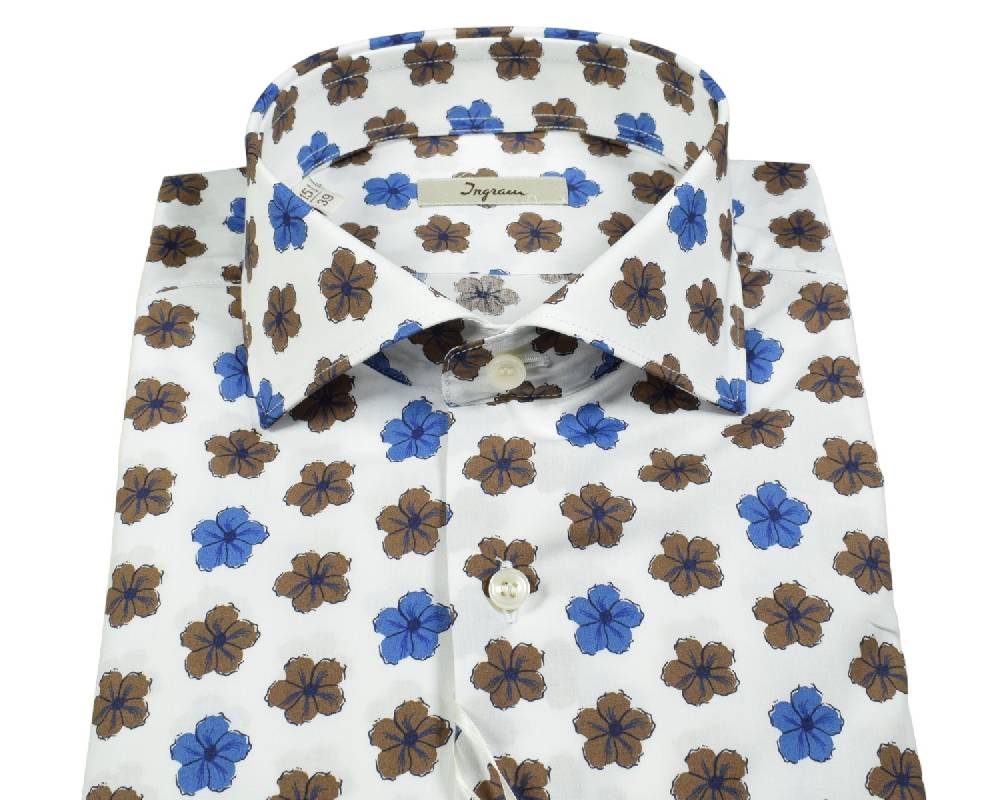 Ingram Camicia ingram fantasia floreale in puro cotone slim fit Esporta salva