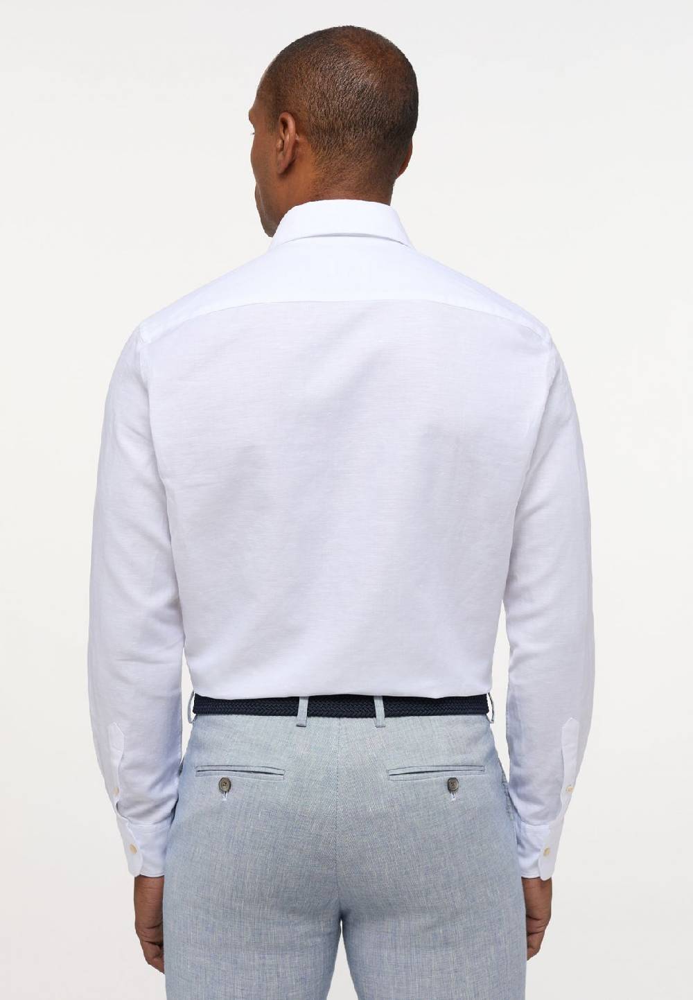 Eterna Camicia eterna in cotone e lino bianca modern fit In vendita