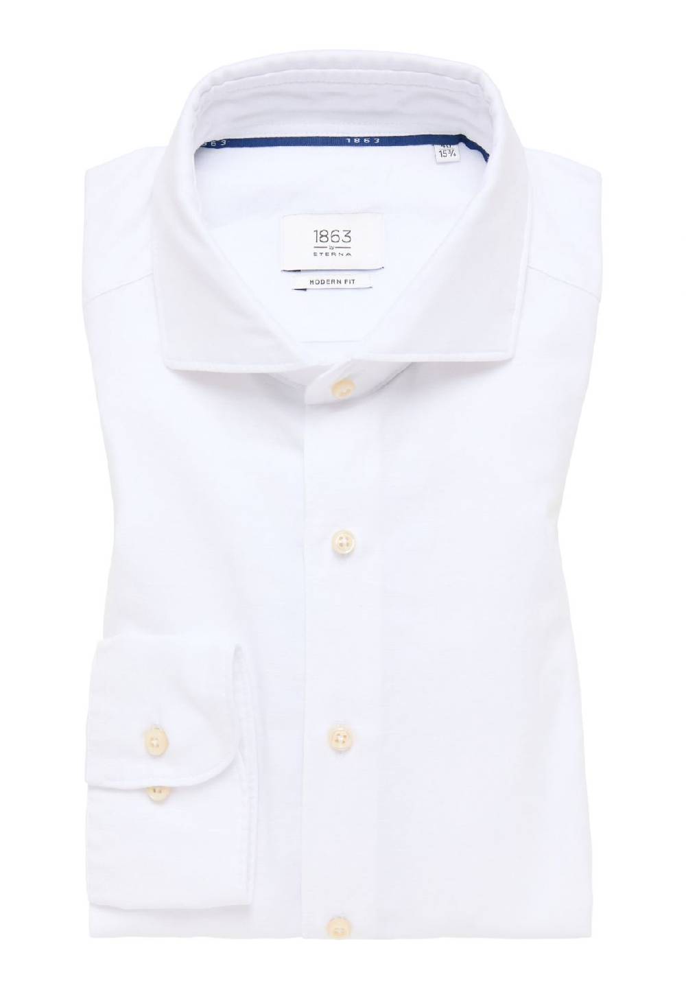 Eterna Camicia eterna in cotone e lino bianca modern fit In vendita