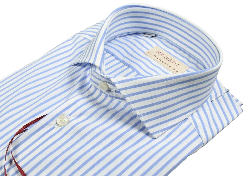 Regent by Pancaldi Camicia pancaldi slim fit a righe azzurro cotone stretch Duty-free