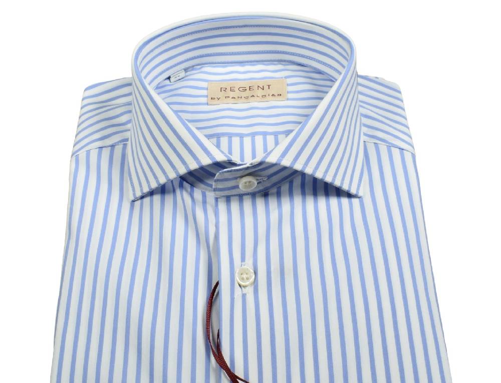 Regent by Pancaldi Camicia pancaldi slim fit a righe azzurro cotone stretch Duty-free