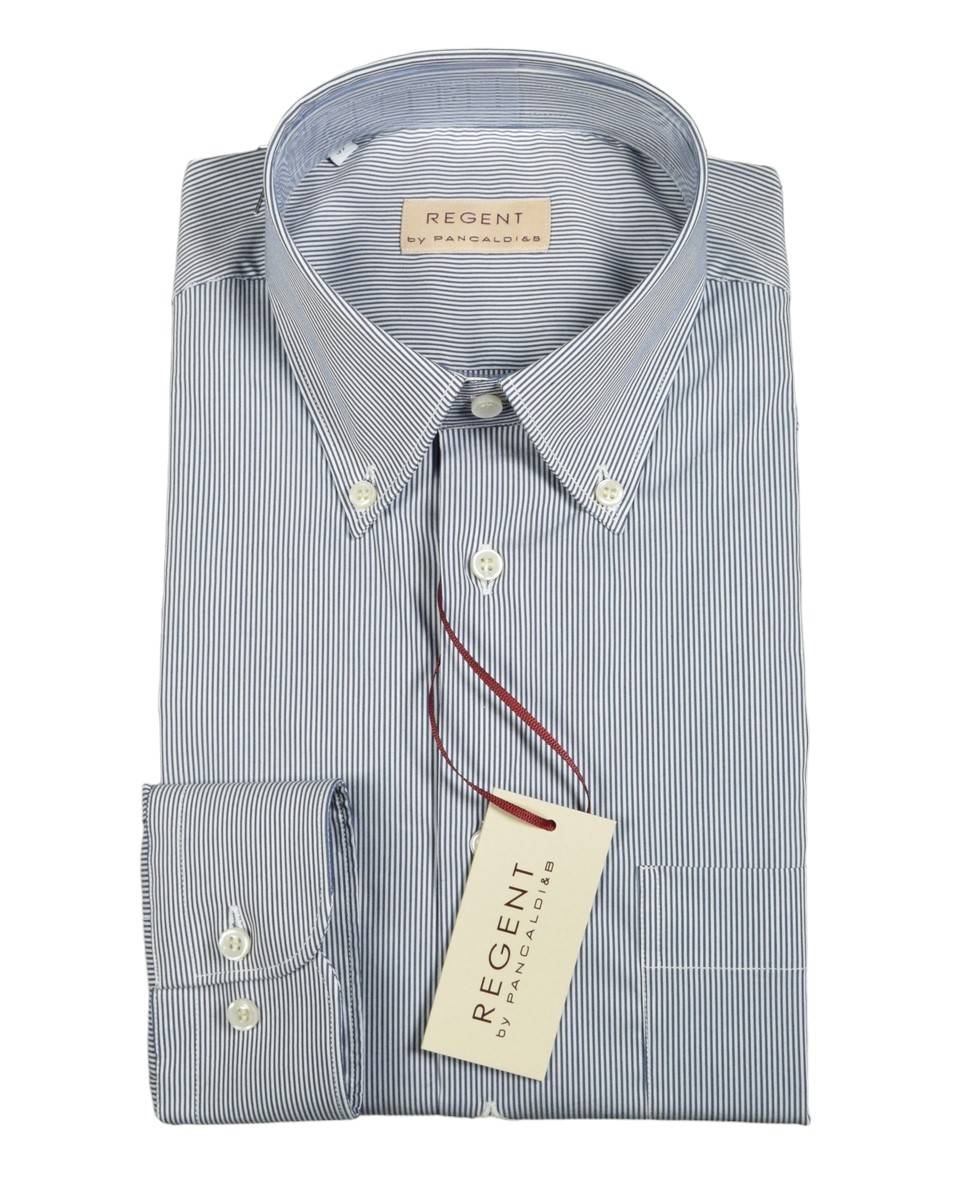 Regent by Pancaldi Camicia pancaldi a righe strette blu regular fit cotone stretch 50% di sconto per tempo limitato