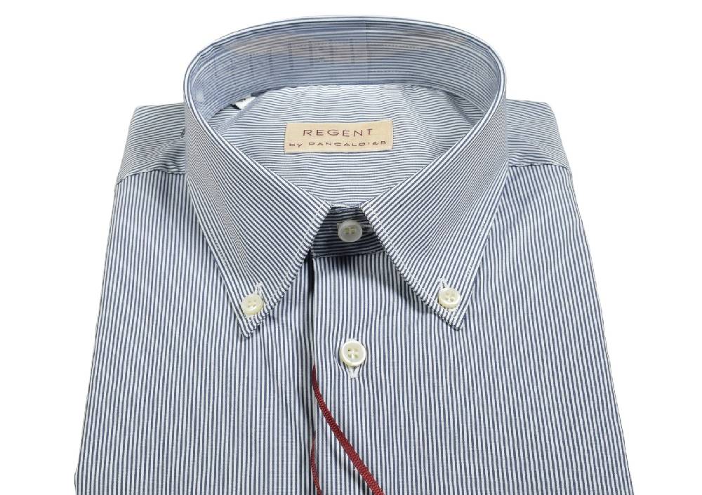 Regent by Pancaldi Camicia pancaldi a righe strette blu regular fit cotone stretch 50% di sconto per tempo limitato