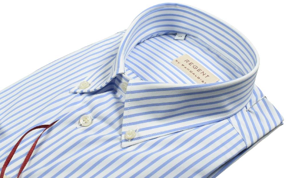 Regent by Pancaldi Camicia pancaldi a righe azzurro regular fit cotone stretch Sconti questo mese