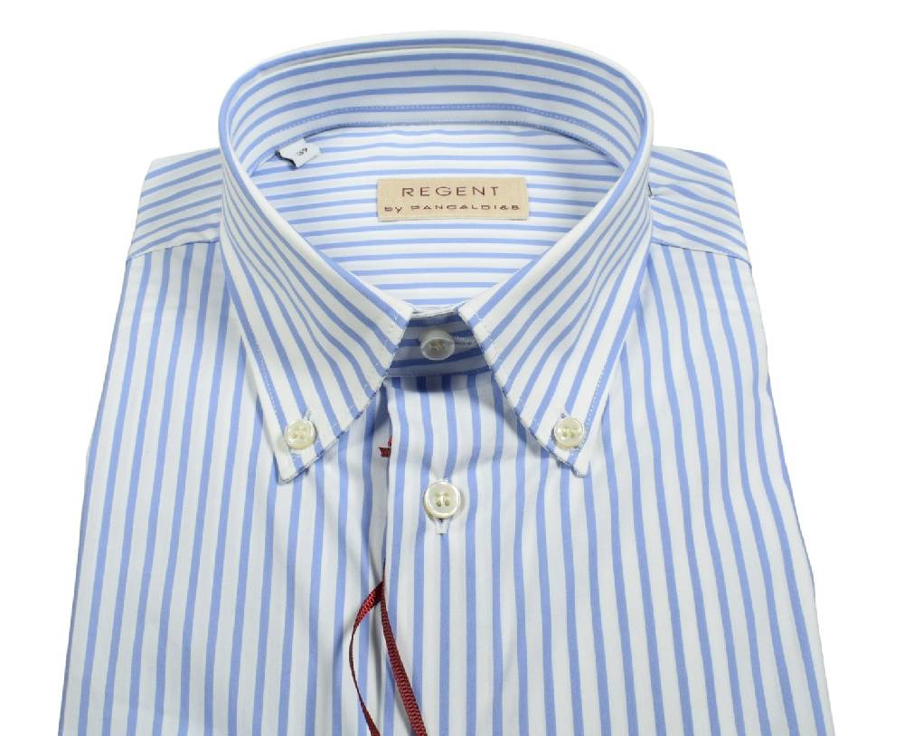 Regent by Pancaldi Camicia pancaldi a righe azzurro regular fit cotone stretch Sconti questo mese