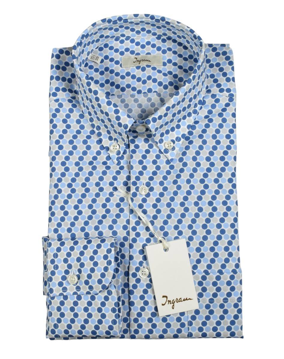 Ingram Camicia ingram button down fantasia geometrica cotone stretch Italy