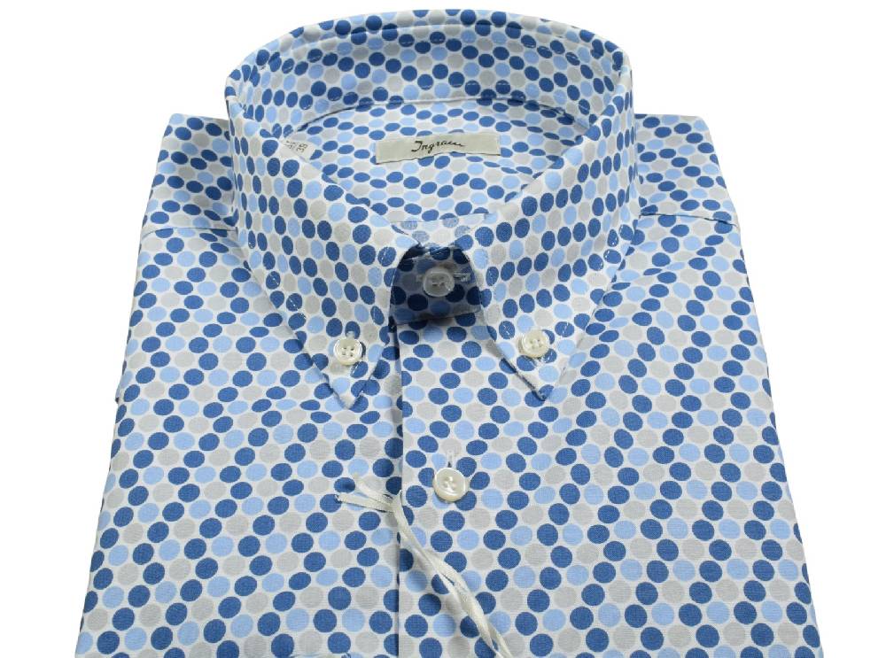 Ingram Camicia ingram button down fantasia geometrica cotone stretch Italy