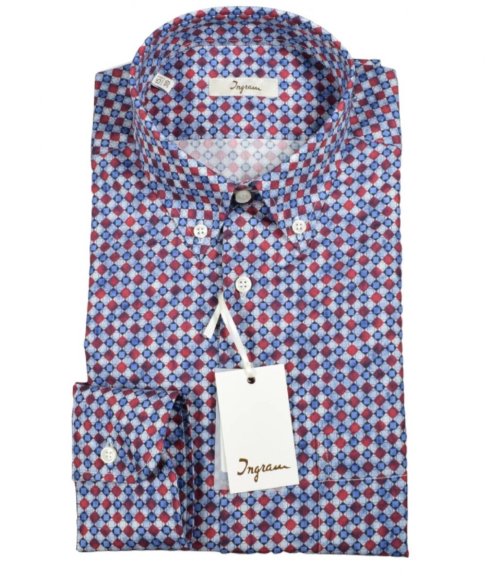 Ingram Camicia ingram button down fantasia geometrica In Linea