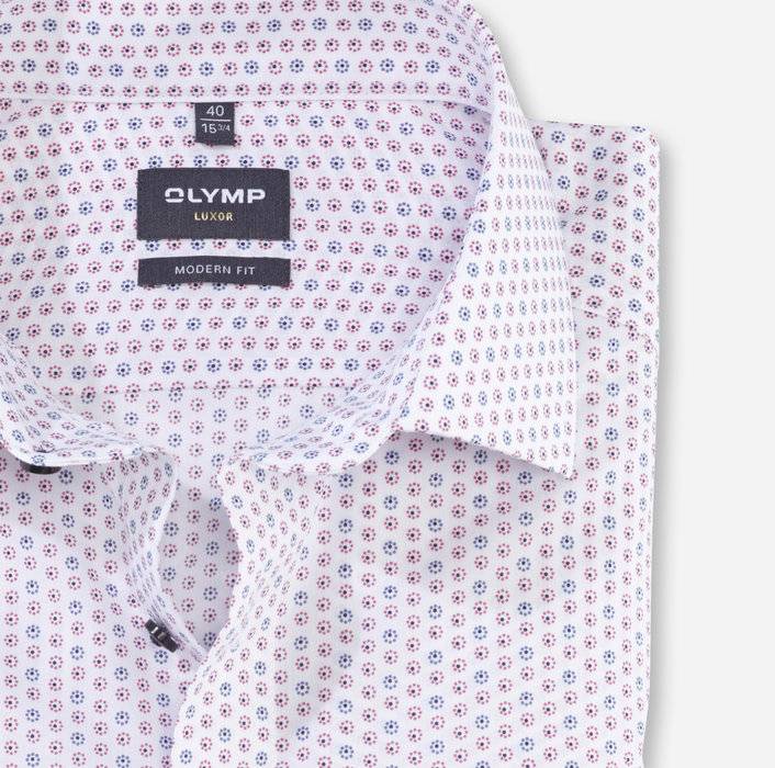 Olymp Camicia olymp luxor rossa in cotone stampato facile stiro Nuovo