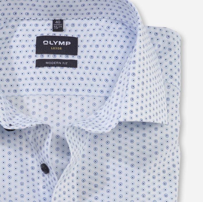 Olymp Camicia olymp luxor celeste in cotone stampato facile stiro Qualità