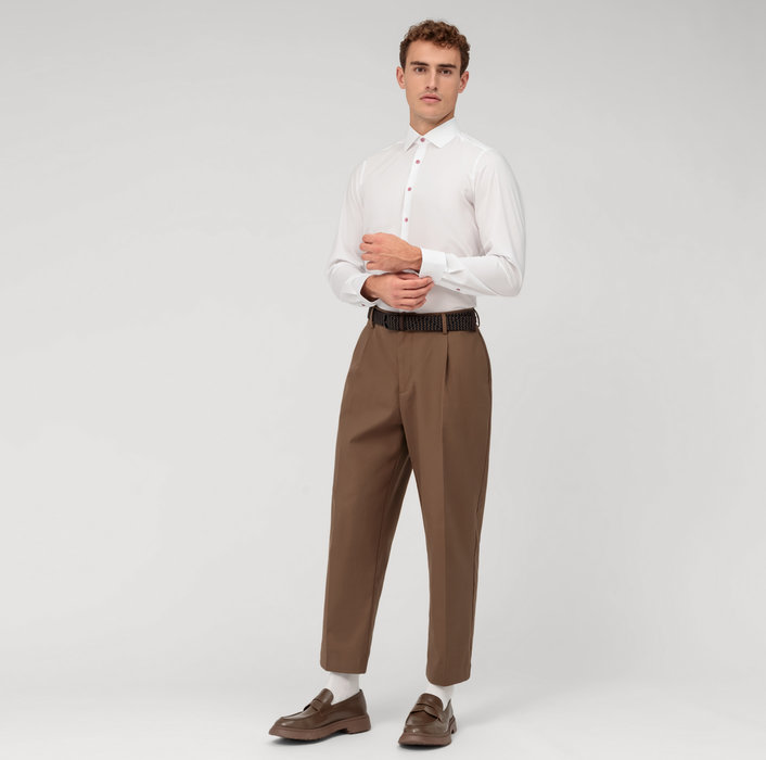 Olymp Camicia olymp bianca slim fit con bottoni malva Vendita
