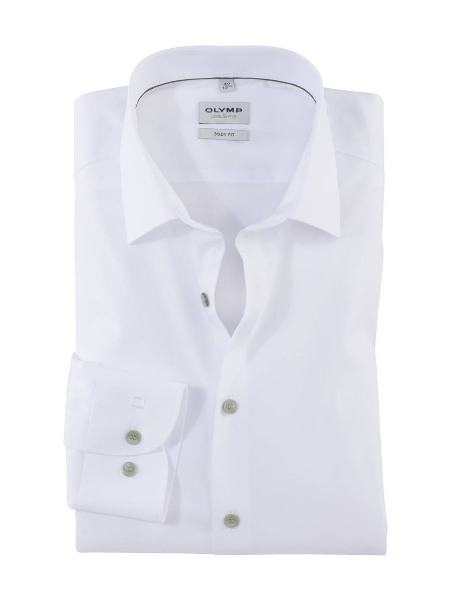 Olymp Camicia olymp bianca slim fit con bottoni verde Promozione