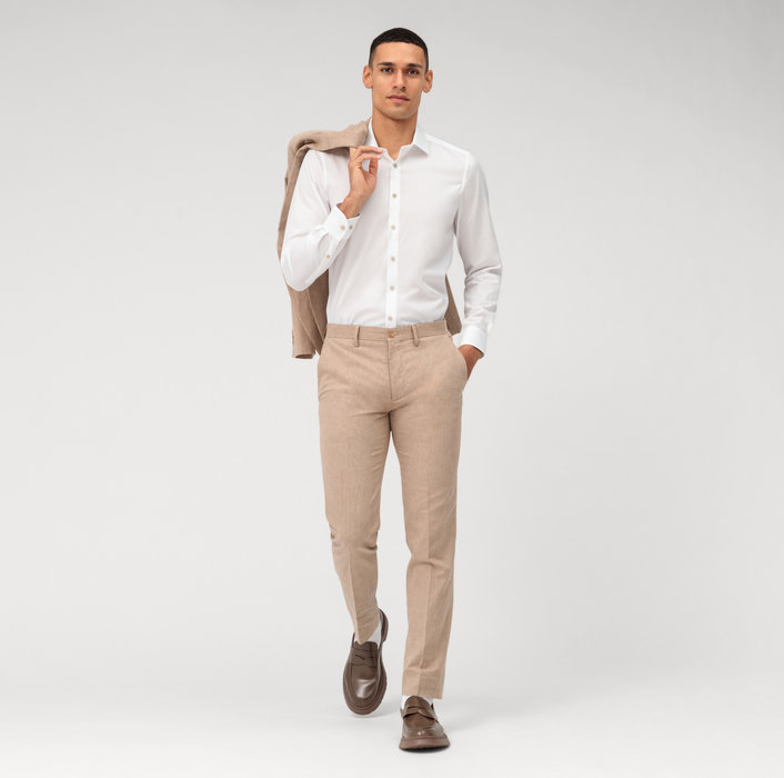 Olymp Camicia olymp bianca slim fit con bottoni beige Pezzi Unici