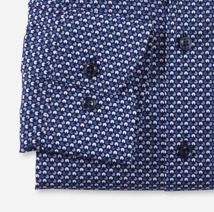 Olymp Camicia olymp blu in cotone popeline stampato modern fit Soddisfazione Garantita