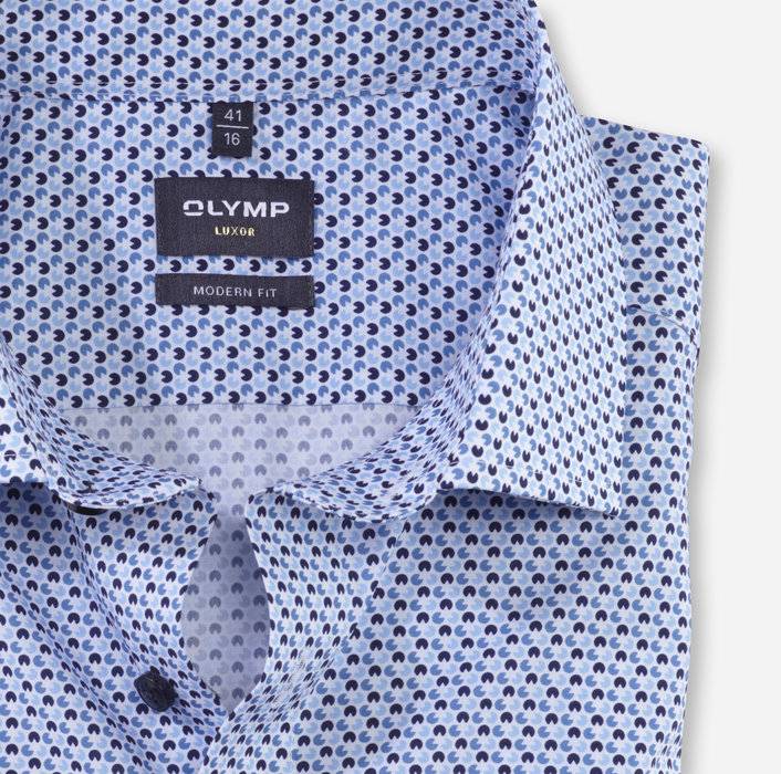 Olymp Camicia olymp celeste in cotone popeline stampato modern fit Qualità Garantita