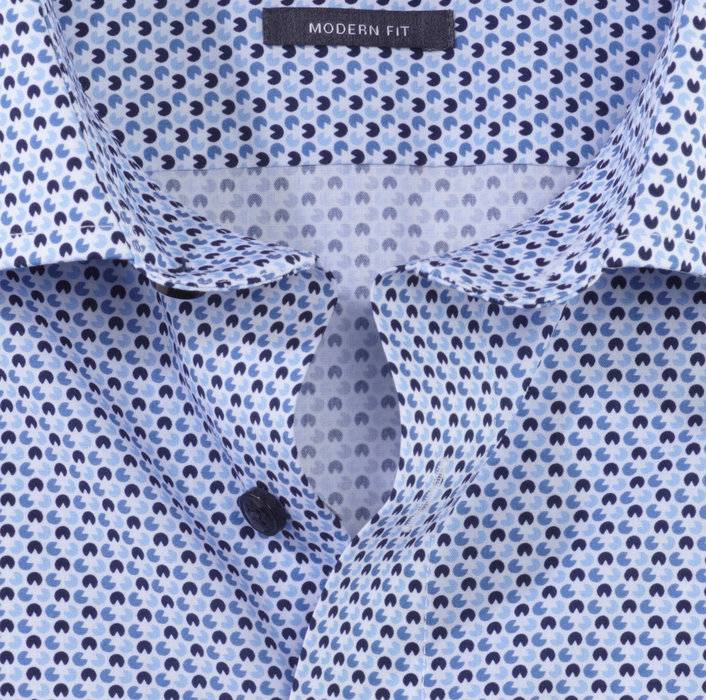 Olymp Camicia olymp celeste in cotone popeline stampato modern fit Qualità Garantita