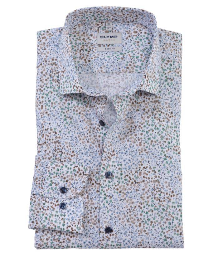 Olymp Camicia olymp fantasia floreale slim fit in cotone stretch Promozione Limitata