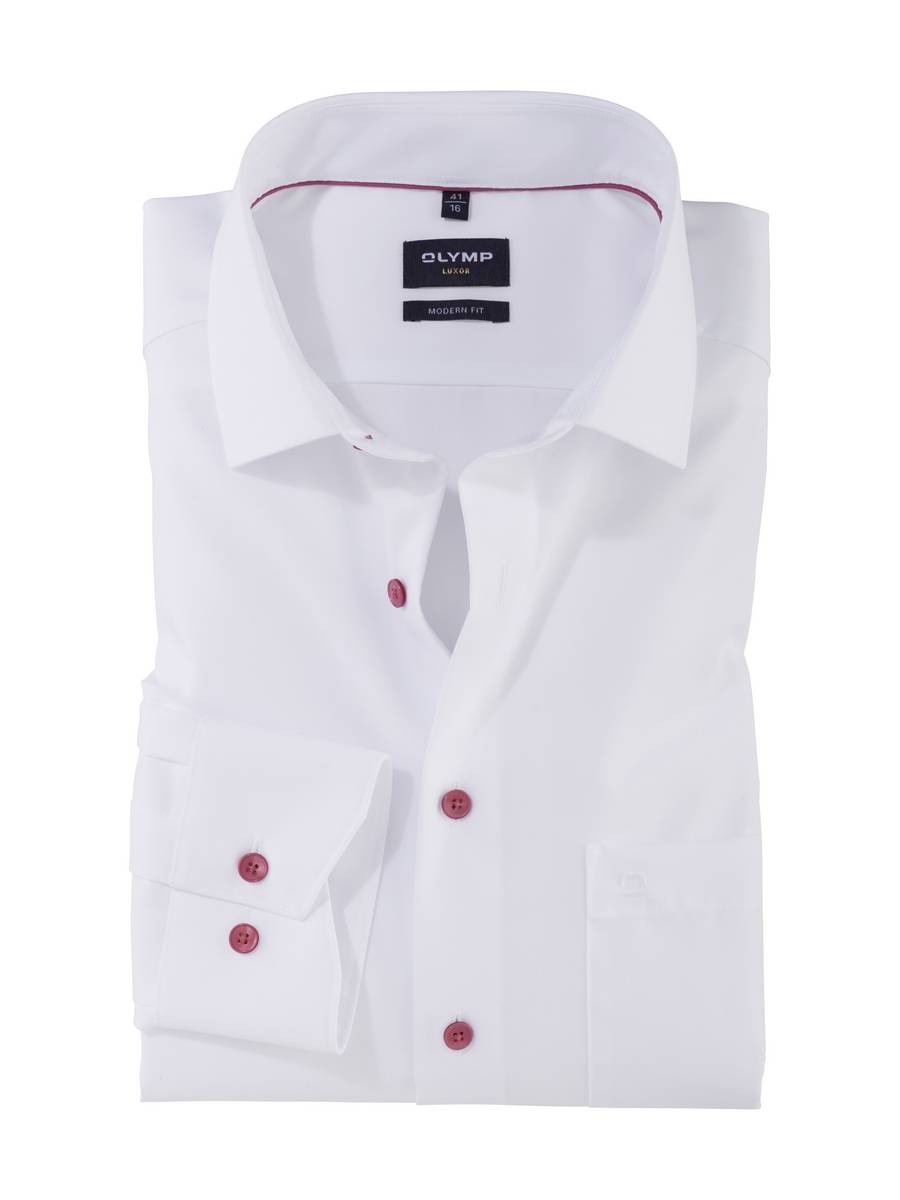 Olymp Camicia bianca olymp modern fit con bottoni malva Affare Del Giorno