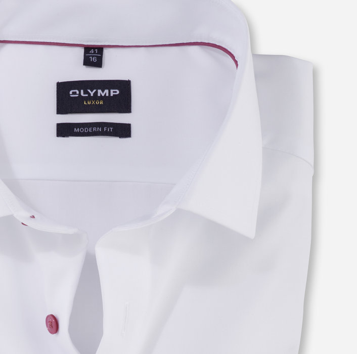 Olymp Camicia bianca olymp modern fit con bottoni malva Affare Del Giorno