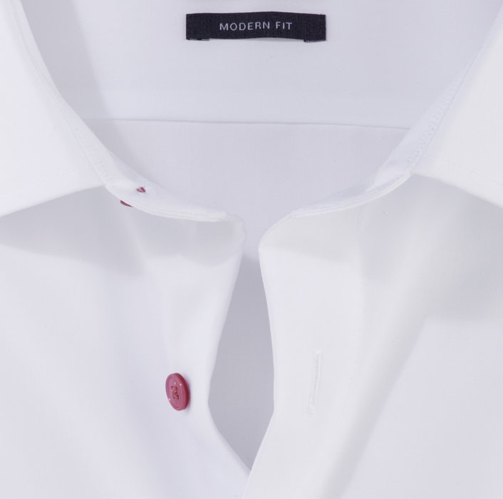 Olymp Camicia bianca olymp modern fit con bottoni malva Affare Del Giorno