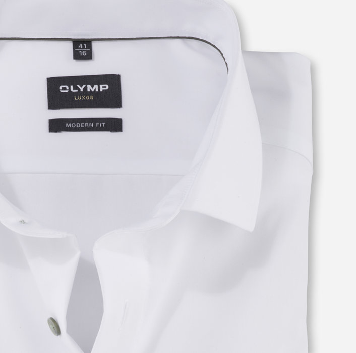 Olymp Camicia bianca olymp modern fit con bottoni verde Prezzo Ridotto