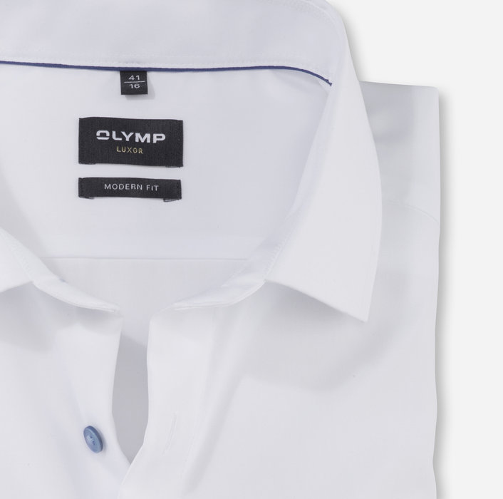 Olymp Camicia bianca olymp modern fit con bottoni azzurro Sottocosto
