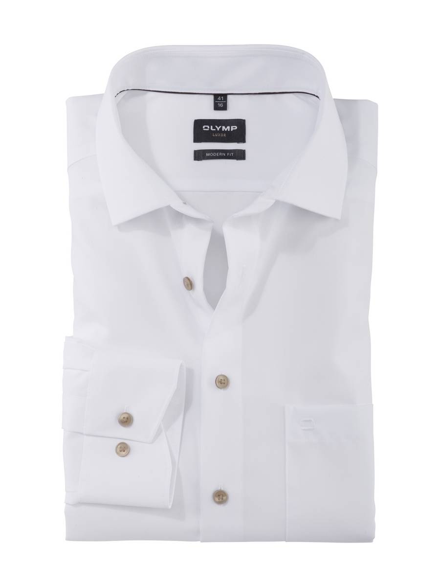Olymp Camicia bianca olymp modern fit con bottoni beige Convenienza