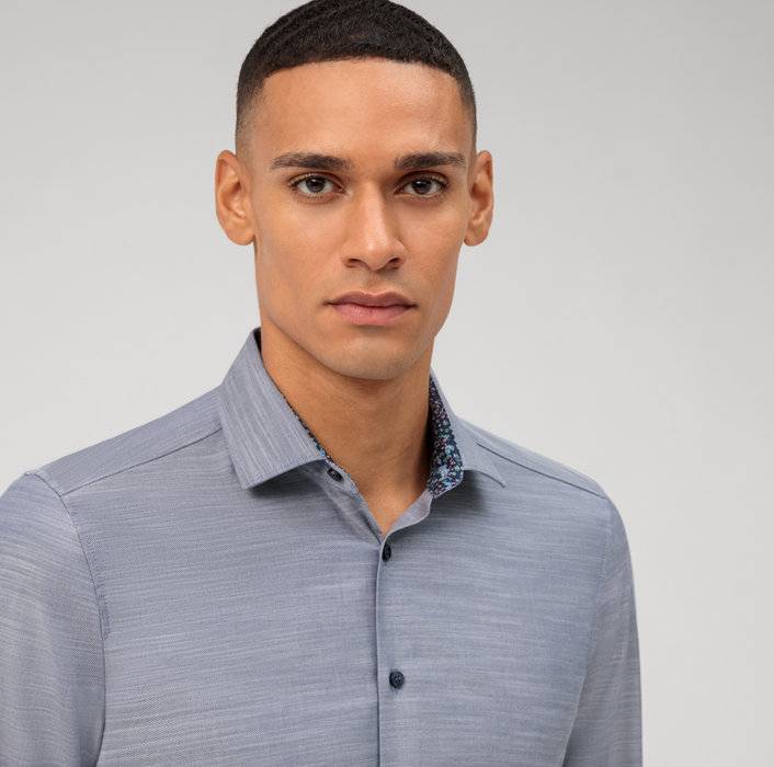 Olymp Camicia olymp blu marine level five slim fit cotone stretch Novità