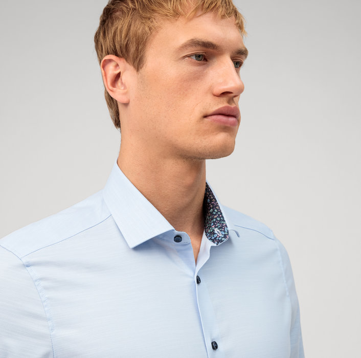 Olymp Camicia olymp celeste level five slim fit cotone stretch Sconto