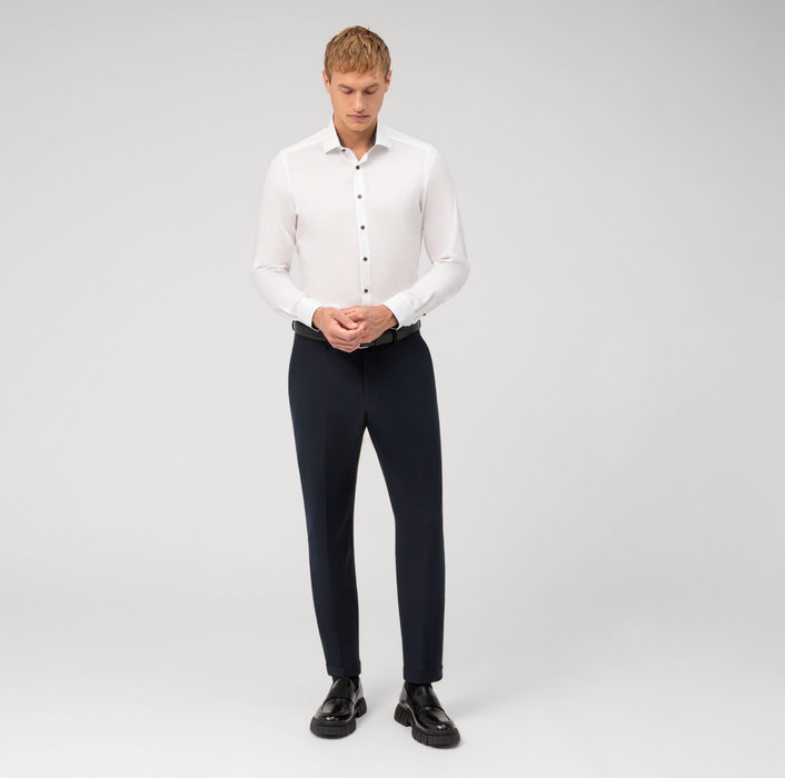 Olymp Camicia olymp bianca level five slim fit cotone stretch Offerta