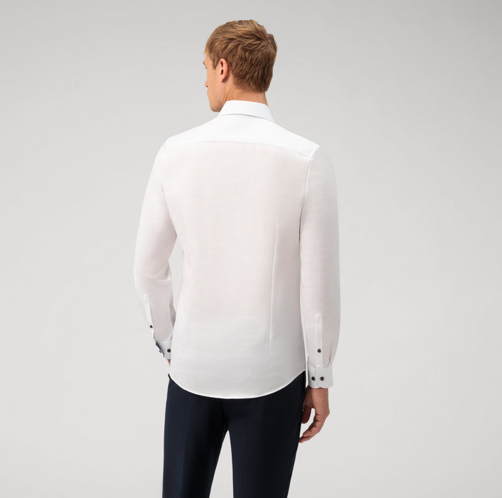 Olymp Camicia olymp bianca level five slim fit cotone stretch Offerta