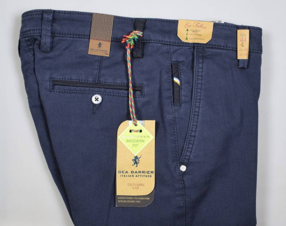 Sea Barrier Pantalone sea barrier blu cotone tinto filo stretch Vendita Calda