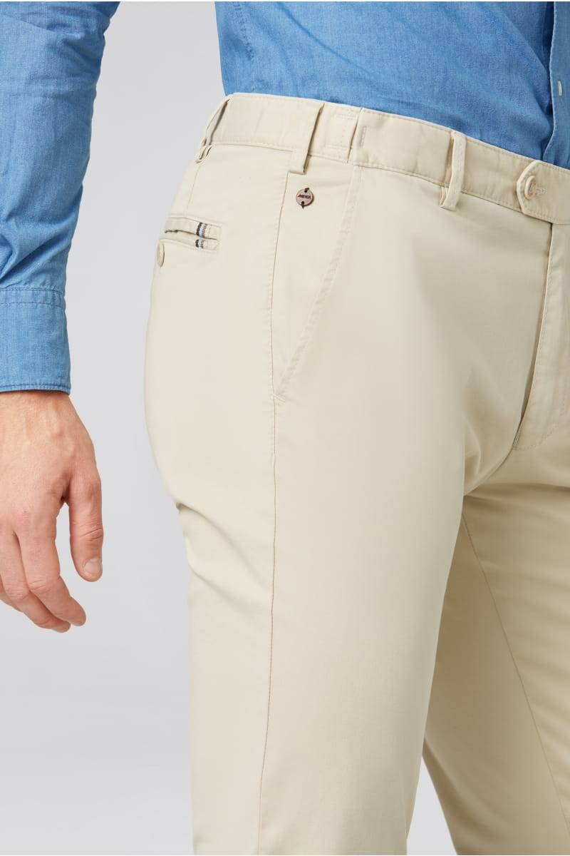Meyer Pantalone beige meyer in cotone fairtrade modern fit Offerta esclusiva