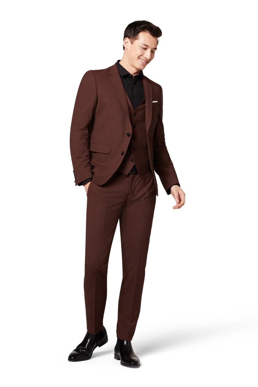 Digel Abito slim fit digel marrone rossastro misto lana bi-stretch