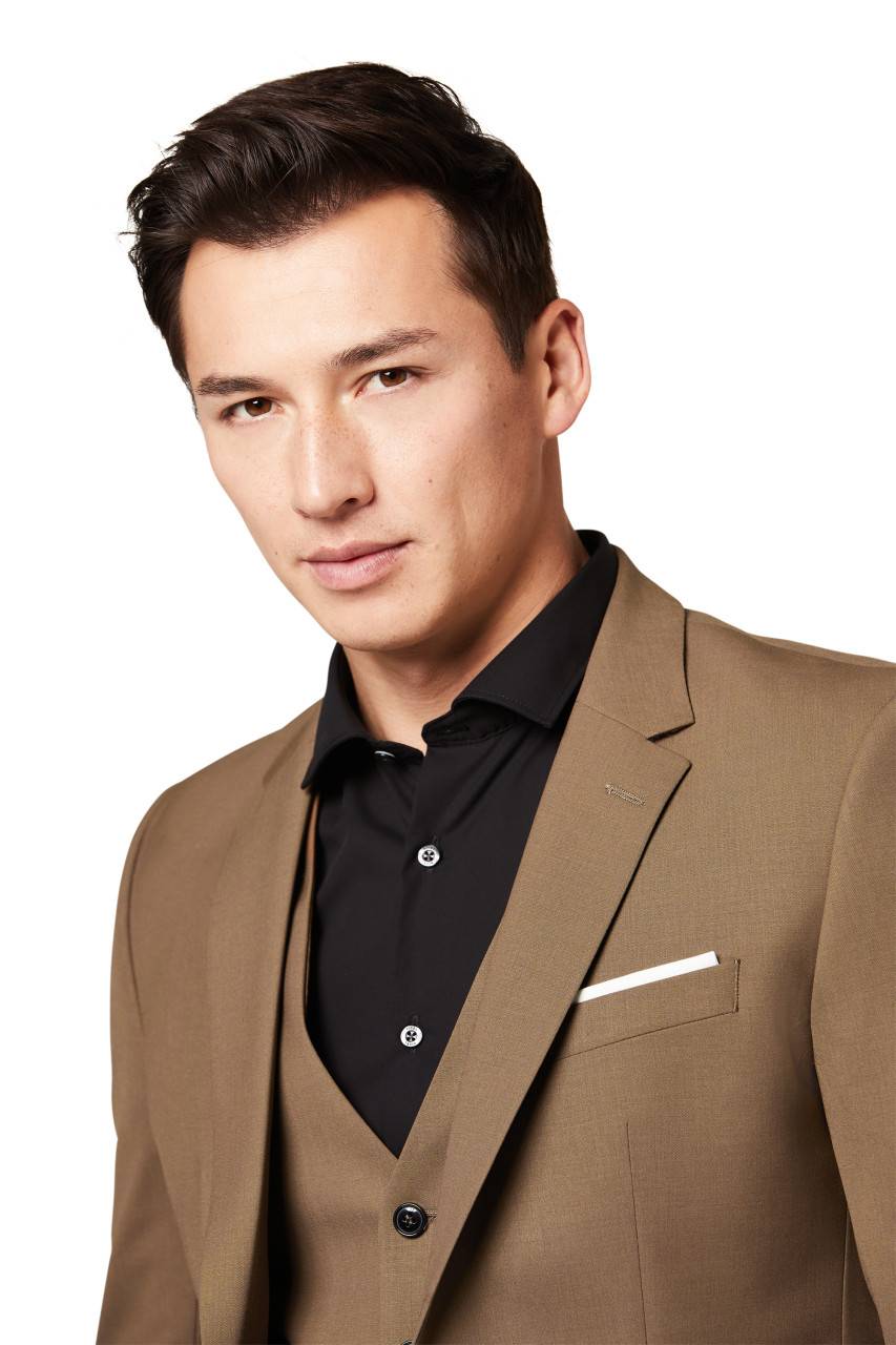 Digel Abito slim fit digel marrone chiaro misto lana bi-stretch Offerta settimanale